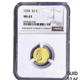 1928 $2.50 Gold Quarter Eagle NGC MS63