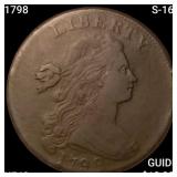 1798 S-165 Draped Bust Large Cent NEARLY UNCIRCULA