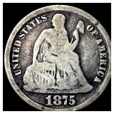 1875-CC Silver Seated Liberty Dime NICELY CIRCULAT