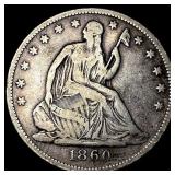 1860-O Silver Half Dollar LIGHTLY CIRCULATED
