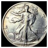 1935 Silver Walking Liberty Half Dollar CLOSELY UN