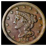 1855 Braided Hair Half Cent NEARLY UNCIRCULATED