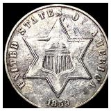 1859 Silver Three-Cent Piece NEARLY UNCIRCULATED