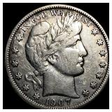 1907-O Silver Half Dollar (Barber) NEARLY UNCIRCUL