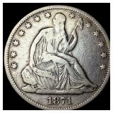 1871 Seated Liberty Half Dollar LIGHTLY CIRCULATED