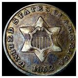 1852 Silver Three-Cent Piece NEARLY UNCIRCULATED