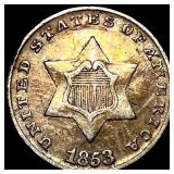 1853 Silver Three-Cent Piece NEARLY UNCIRCULATED