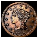 1854 Braided Hair Large Cent CLOSELY UNCIRCULATED