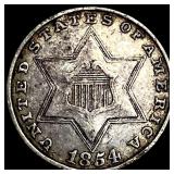 1854 Silver Three-Cent Piece CLOSELY UNCIRCULATED