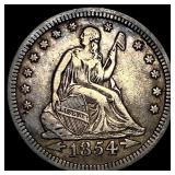 1854 Arrows Seated Liberty Quarter NEARLY UNCIRCUL