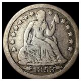 1853 Arrows Seated Liberty Dime LIGHTLY CIRCULATED