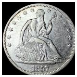 1857 Silver Half Dollar (Seated Liberty) CLOSELY U
