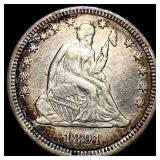 1891 Silver Seated Liberty Quarter NEARLY UNCIRCUL