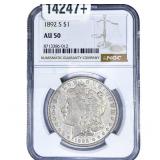 1892-S Morgan Silver Dollar NGC AU50