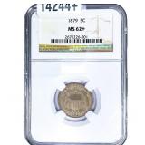 1879 Shield Nickel NGC MS62+