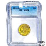 1912-S $5 Gold Half Eagle ICG MS61
