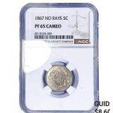 1867 Shield Nickel NGC PF65 Cameo No Rays