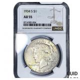 1934-S Silver Peace Dollar NGC AU55
