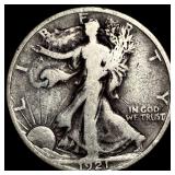1921-S Silver Walking Liberty Half Dollar LIGHTLY