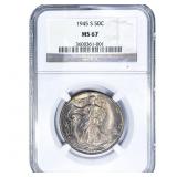 1945-S Walking Liberty Half Dollar NGC MS67