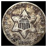 1851 Silver Three-Cent Piece NEARLY UNCIRCULATED