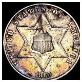 1860 Silver Three-Cent Piece CLOSELY UNCIRCULATED