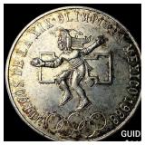 1968 Mexico Silver Dancing Aztec 25 Pesos CHOICE B