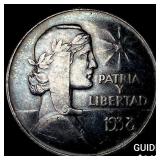 1938 Cuba Silver 1 Peso CHOICE AU