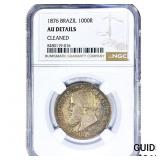 1876 Brazil Silver 1000 Reis NGC AU Details