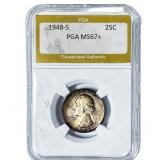 1948-S Washington Silver Quarter PGA MS67+