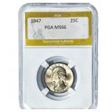 1947 Washington Silver Quarter PGA MS66