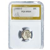 1920-D Mercury Silver Dime PGA MS64