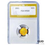 1861 Rare Gold Dollar PGA MS64