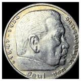 1938 Germany, Third Reich Silver 5 Reichsmarks GEM