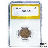 1858 Flying Eagle Cent PGA AU58