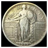 1917 Type 1 Standing Liberty Quarter NEARLY  UNCI