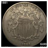 1881 Shield Nickel CHOICE AU