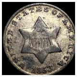 1853 Silver Three-Cent Piece LIGHTLY CIRCULATED