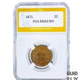 1871 Two Cent Piece PGA MS63BN