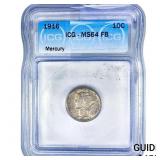 1916 Mercury Silver Dime ICG MS64 FB