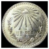 1944 Mexico Silver Un Peso GEM BU