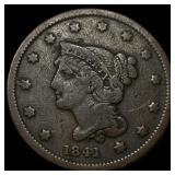 1841 Braided Hair Large Cent LIGHTLY  CIRCULATED