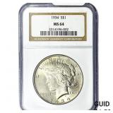 1934 Silver Peace Dollar NGC MS64