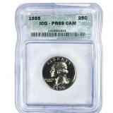 1955 Washington Silver Quarter ICG PR69 DCAM