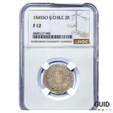 1845 Chile Silver 2 Reales NGC F12