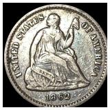 1862 Silver Seated Liberty Half Dime ABOUT  UNCIR