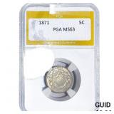 1871 Shield Nickel PGA MS63