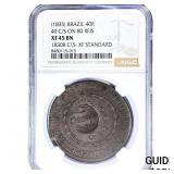 1835 Brazil Copper Counterstamped 80 over 40 Reis