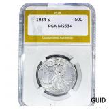 1934-S Walking Liberty Half Dollar PGA MS63+