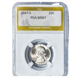 1947-S Washington Silver Quarter PGA MS67
